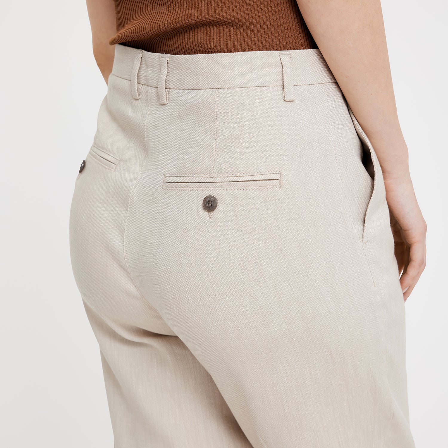 Emma Ankle hørbukser - Sand Linen